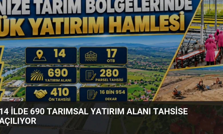 14 İlde 690 Tarımsal Yatırım Alanı Tahsise Açılıyor