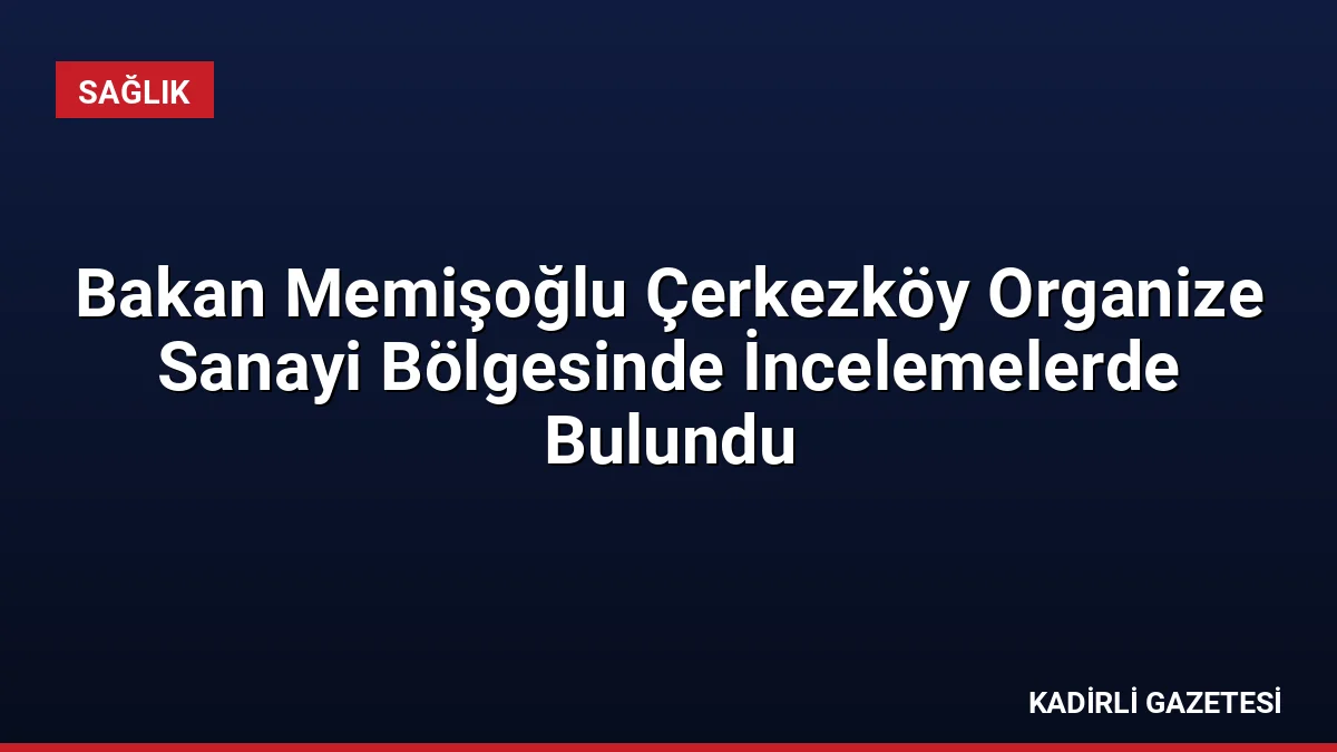 Bakan Memişoğlu Çerkezköy Organize Sanayi Bölgesinde İncelemelerde Bulundu