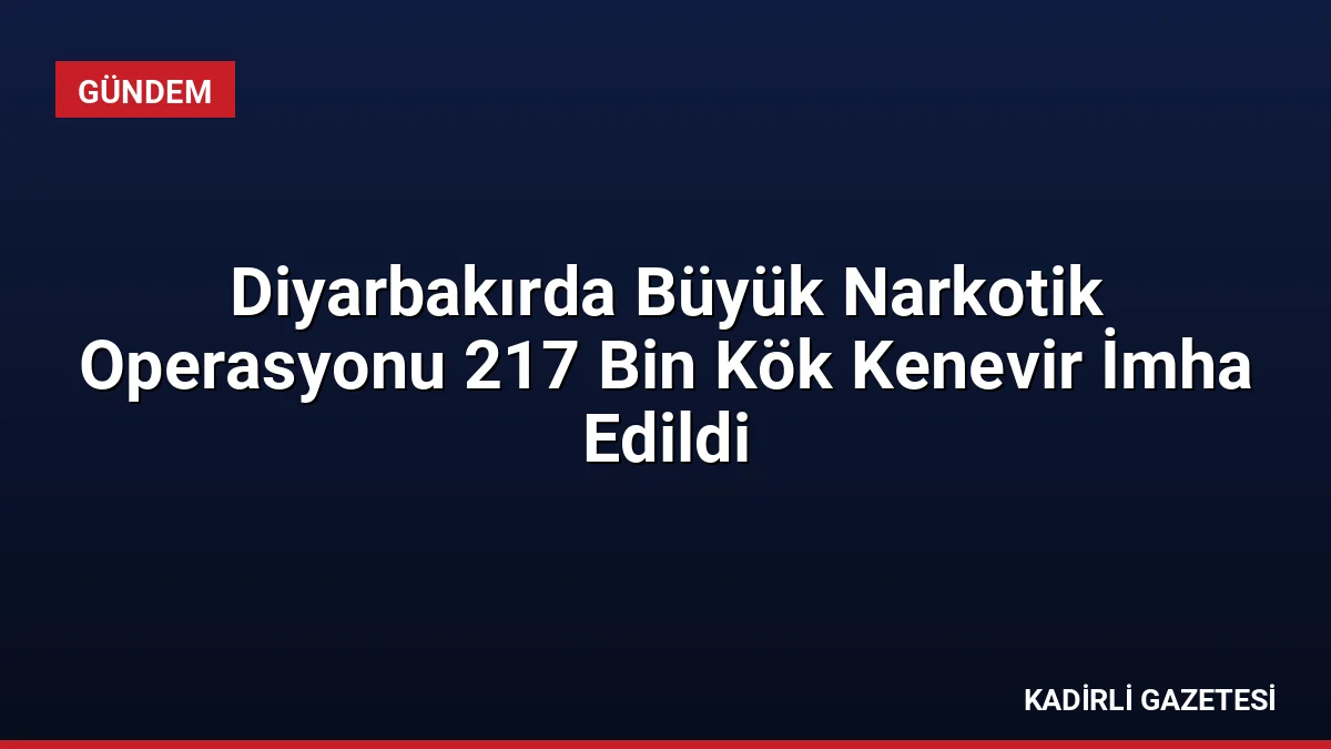 Diyarbakırda Büyük Narkotik Operasyonu 217 Bin Kök Kenevir İmha Edildi