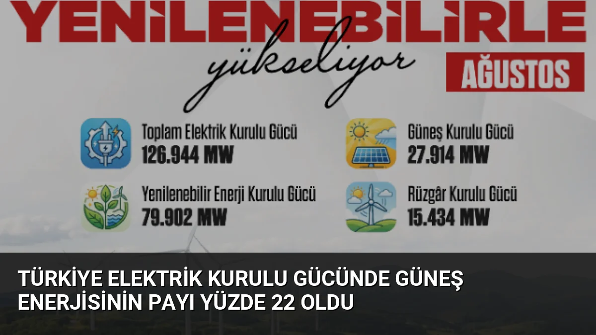 Türkiye Elektrik Kurulu Gücünde Güneş Enerjisinin Payı Yüzde 22 Oldu