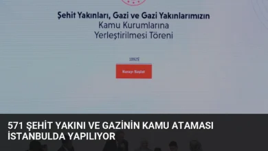 571 Şehit Yakını ve Gazinin Kamu Ataması İstanbulda Yapılıyor