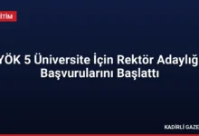 YÖK 5 Üniversite İçin Rektör Adaylığı Başvurularını Başlattı